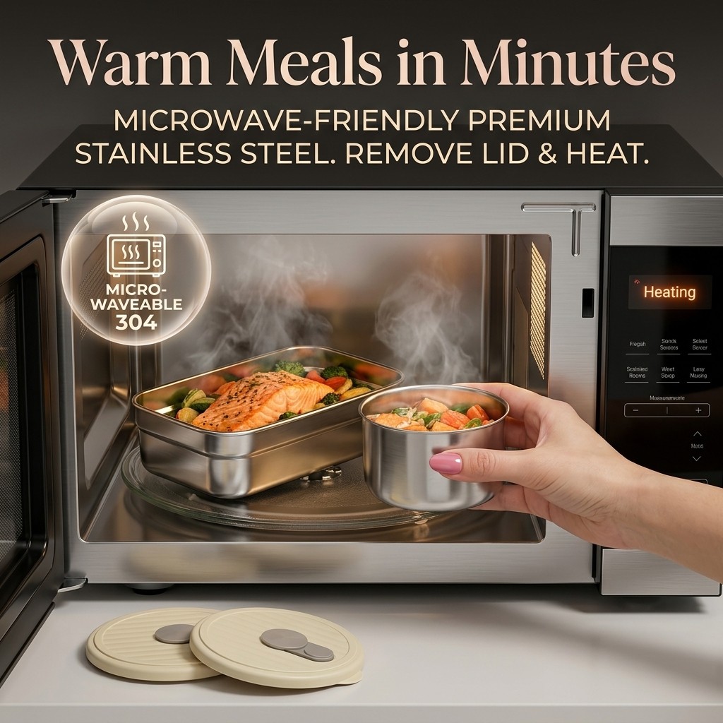 電子レンジ対応 304ステンレス製弁当箱セット 3コンパート - Food Storage Underground のレビューと価格