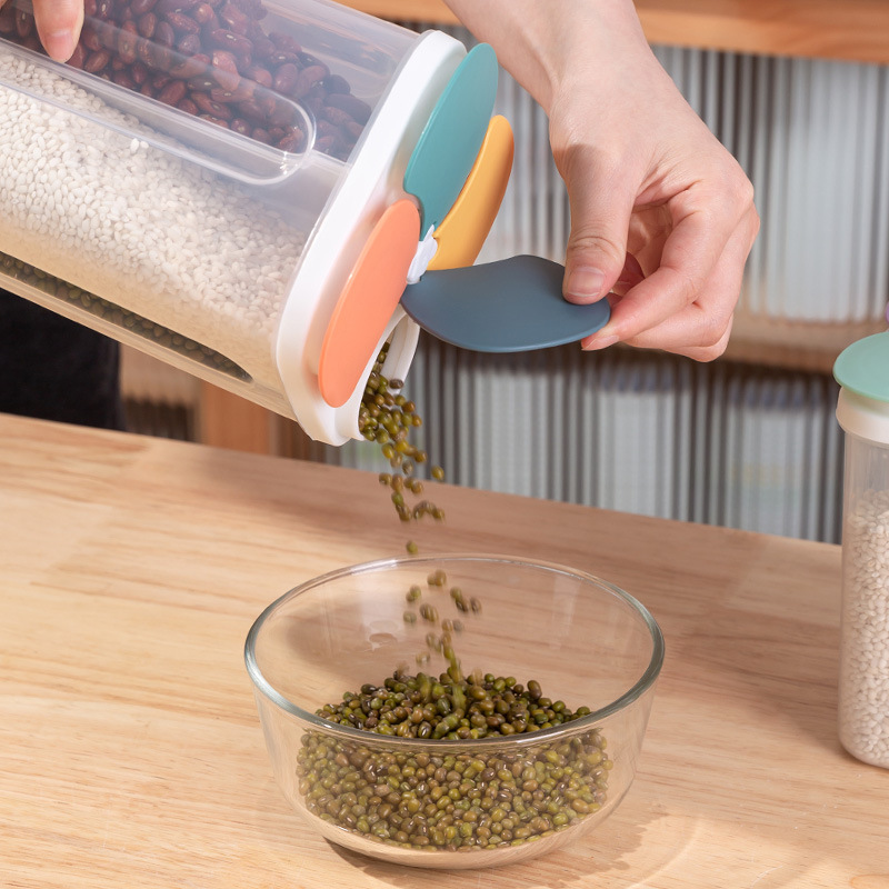 キッチンシリアル収納ボックスプラスチック4グリッドシリアル密 - Food Storage Kitchen Container Set のレビューと価格