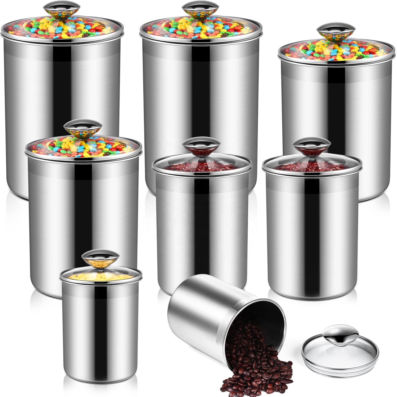 食品保存容器 茶葉 コーヒー 砂糖 小麦粉 密閉 キッチン  - Food Storage Stainless Steel Containers のレビューと価格