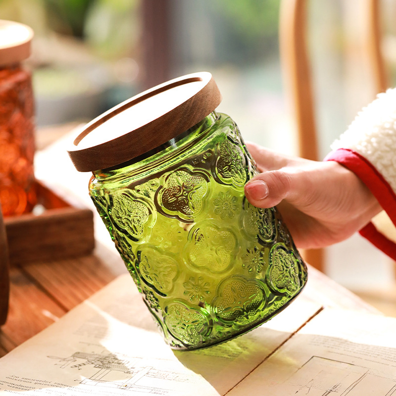 木製の蓋付きのガラス製収納ジャー,気密,ヴィンテージ,クッキ - Food Storage Jars With Lids のレビューと価格