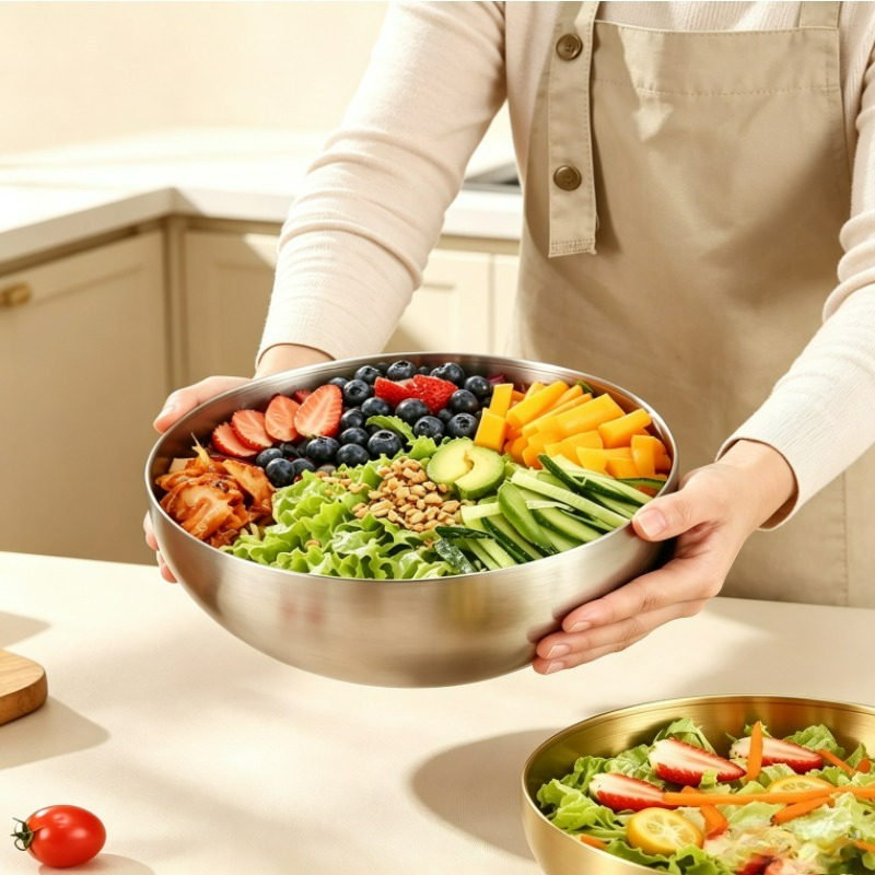 ステンレス製ミキシングボウル、金属製サービングサラダボウル、 - Food Storage Stainless Steel Containers のレビューと価格