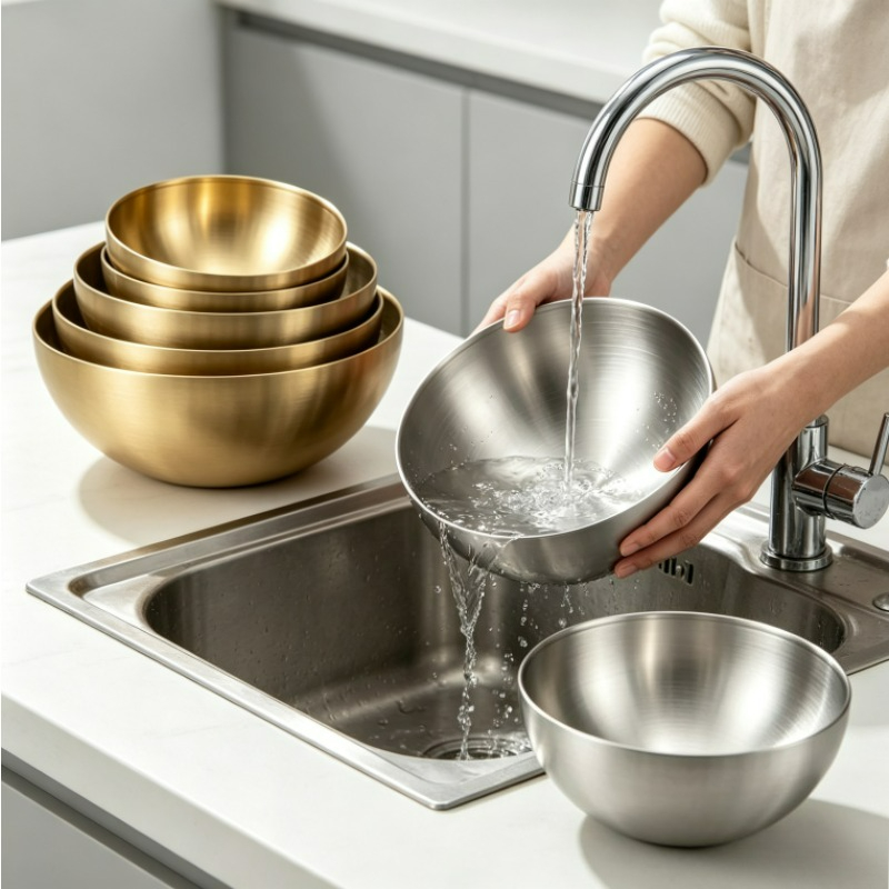 ステンレス製ミキシングボウル、金属製サービングサラダボウル、 - Food Storage Stainless Steel Containers のレビューと価格